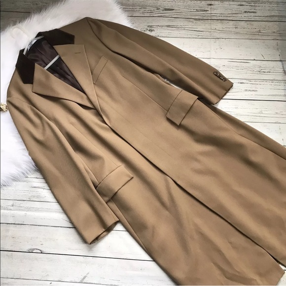 Vintage Polo Ralph Lauren Tan Trench Overcoat Wool - Picture 2 of 8